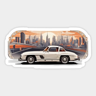 Classic Sport Car City View retro vintage design Sticker